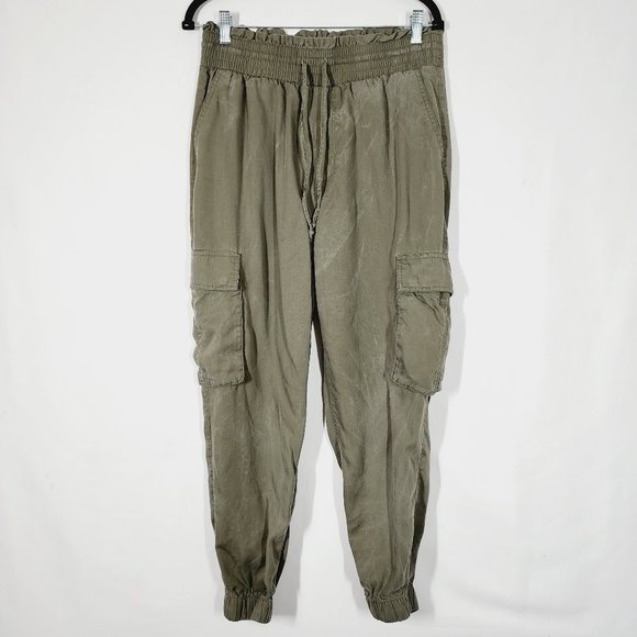 Abercrombie & Fitch Joggers DIstressed Olive Green Fatigue Cargo Jogger Pants Lg - Picture 2 of 10